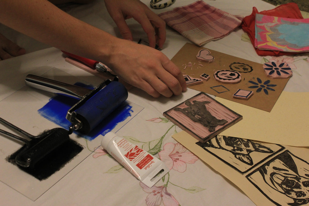 Carve & Print linocut workshop at Candlefish