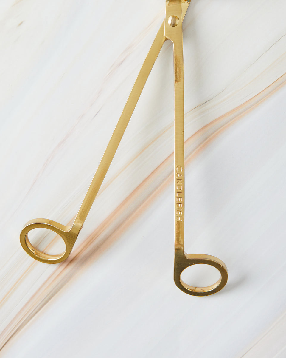 Engraved Brushed Gold Wick Trimmer Candlefish