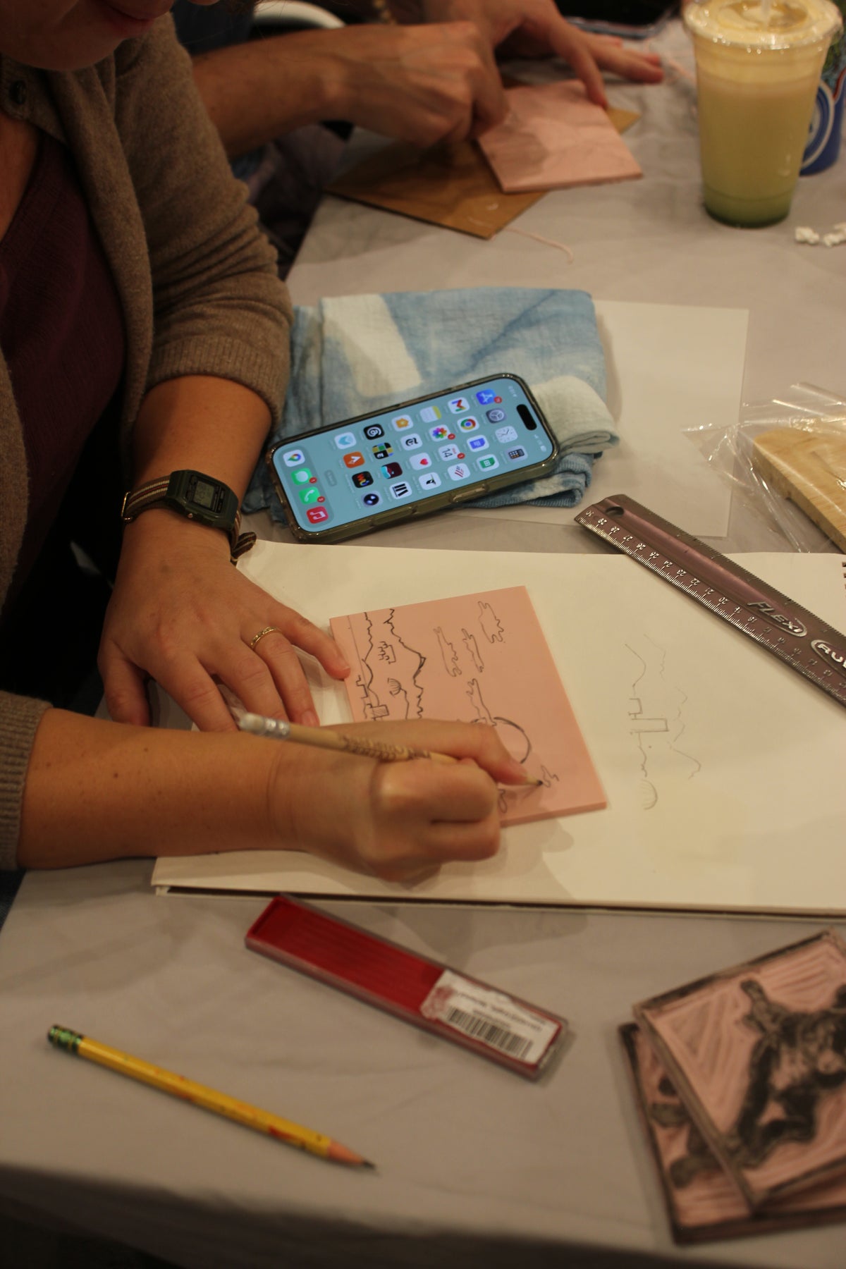 Carve & Print linocut workshop at Candlefish