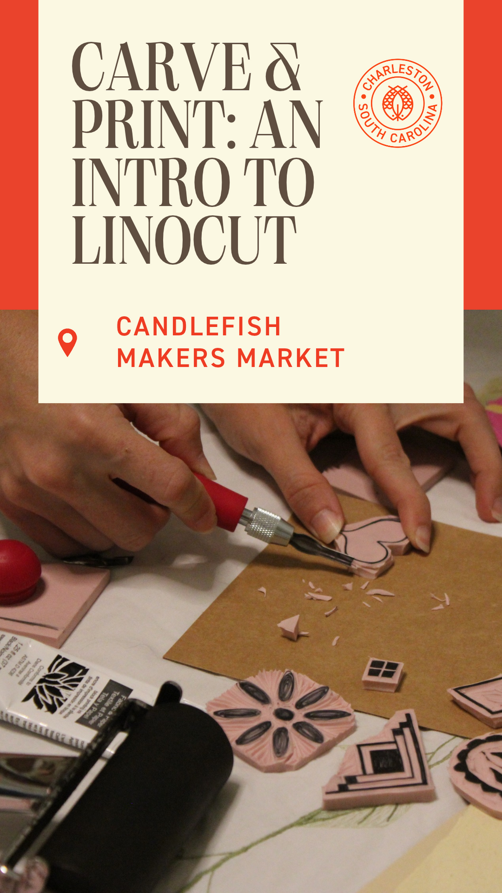 Carve & Print: An Intro to Linocut November 19th and December 8th 6pm-