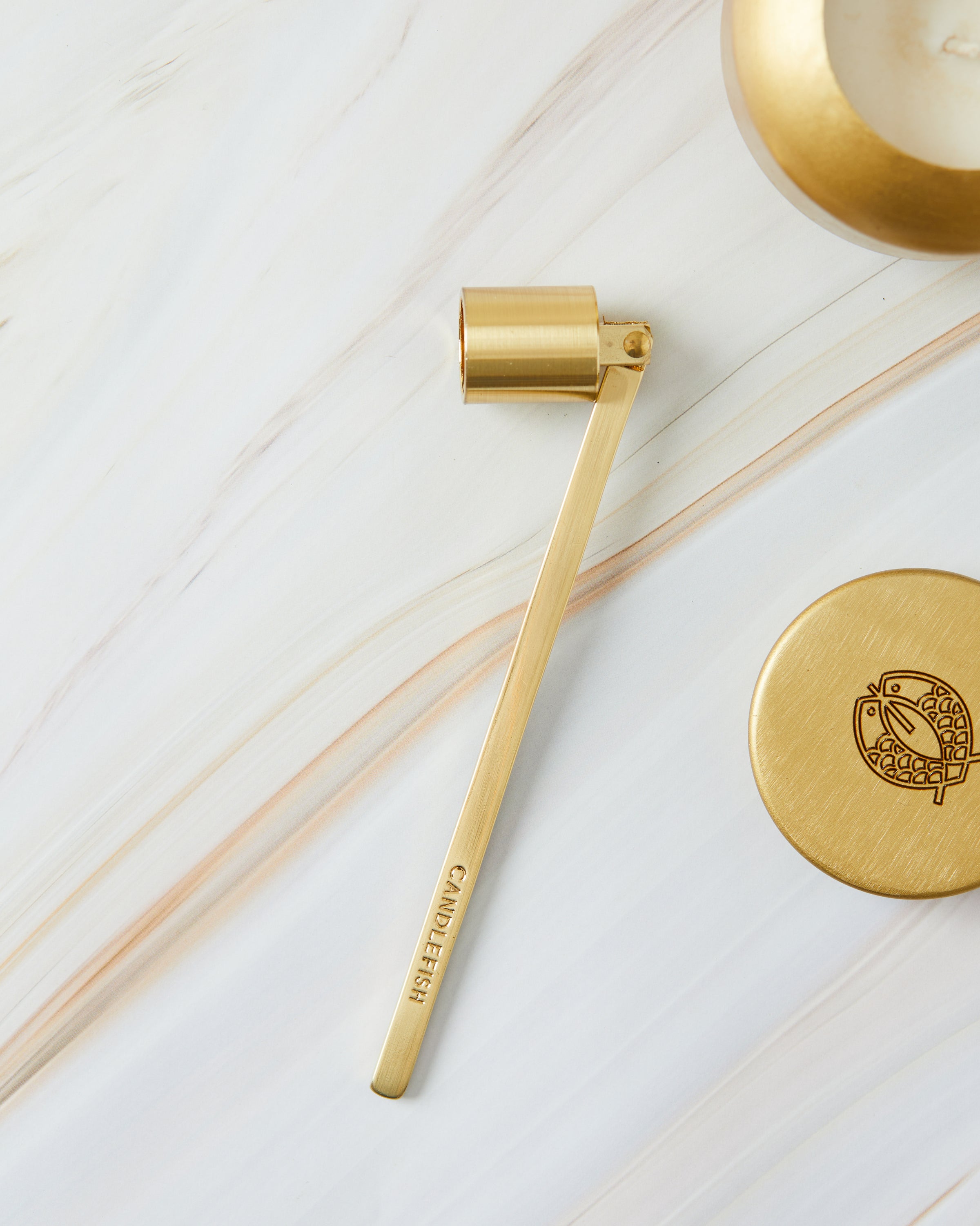 Engraved Brushed Gold Candle –