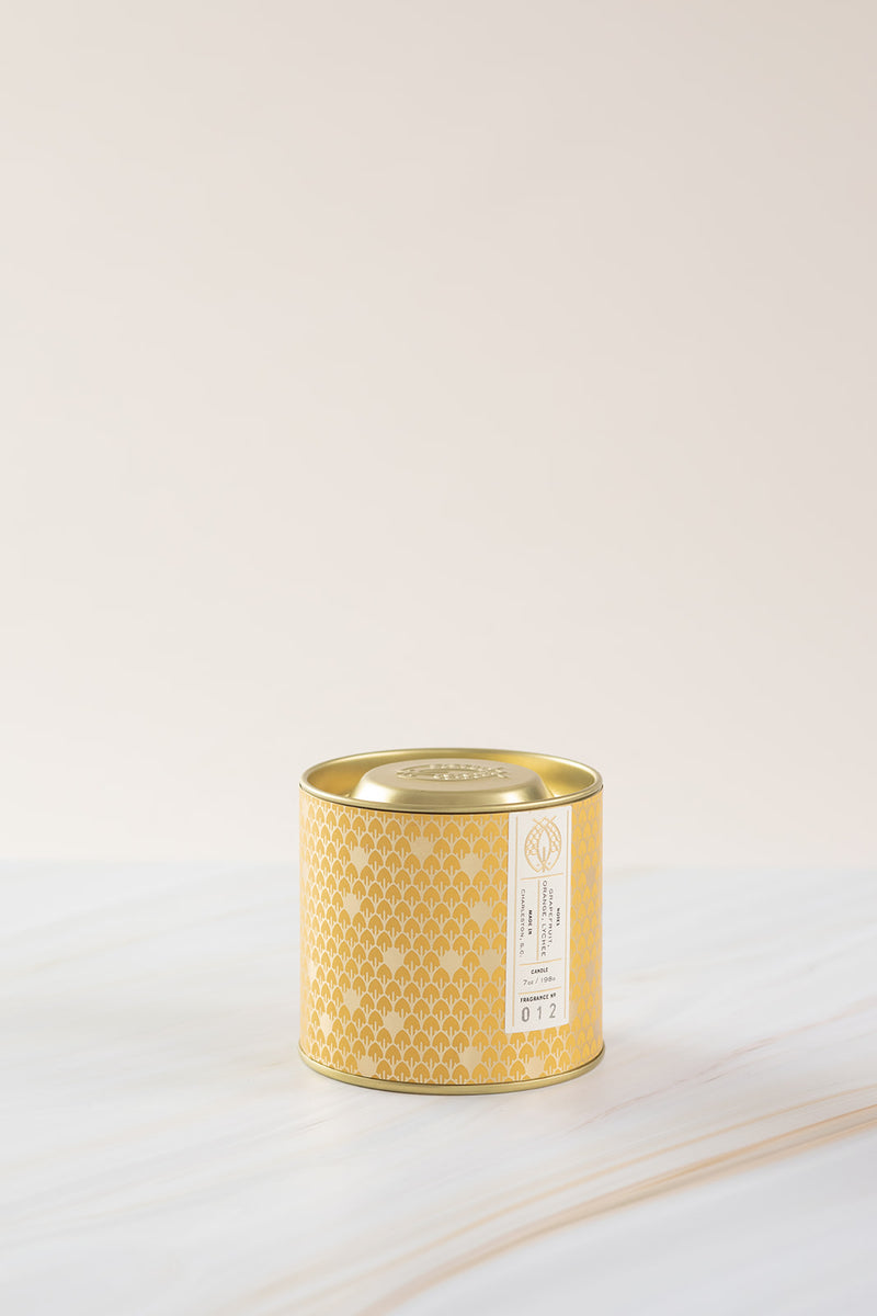 Candlefish No. 12 Gold 7oz Tin with Embossed Lid - Yellow